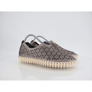 Ilse Jacobsen Women Tulip Slip On Shoe Size 40 10 Grey Metallic Perforated Vegan